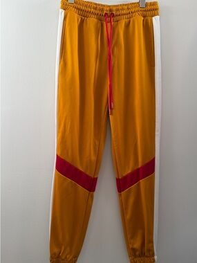 Forever 21 Men's Mustard Joggers with Red & White Trim